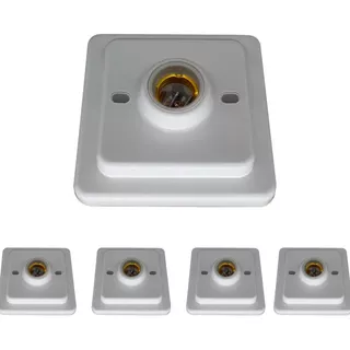 4x Plafon Luminária Branco Quadrado Bocal Porcelana 100w