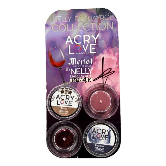 Acry Love Colecc. Polvos Acrílicos Para Uñas De 4pz Color Merlot