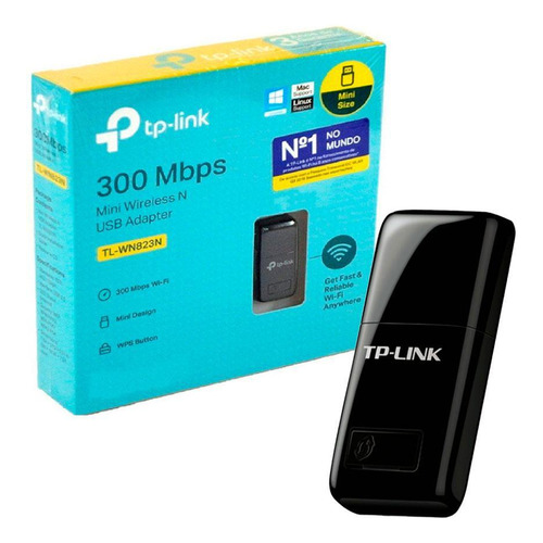 Mini Adaptador USB Inalámbrico N de 300 Mbps TP-Link TL-WN823n