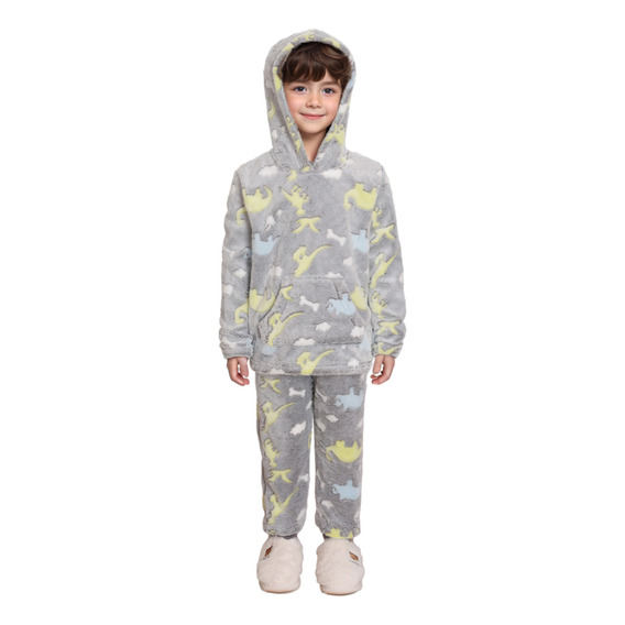 Pijama Niño Polar Full Print Gris Fashion's Park