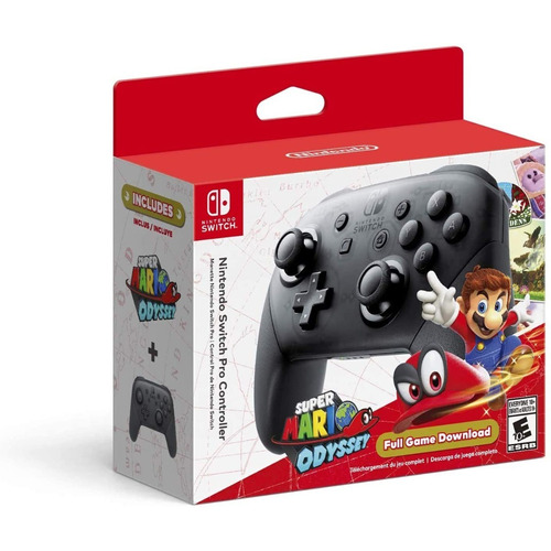 Control joystick inalámbrico Nintendo Switch Pro Controller + Super Mario Odyssey negro