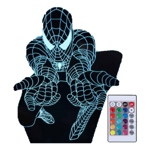 Lámpara Led 3d Touch Spiderman Hombre Araña Base 7colores Color De La Estructura Negro