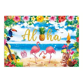 Backdrop Decoracion Fiesta Tematica Hawaiana 160x107