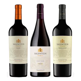 Combo Vinos Salentein Reserva Malbec + Pinot + Cabernet X3