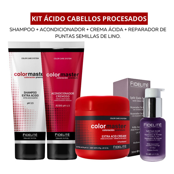 Kit Fidelite Shampoo + Acond + Mascara + Desend. Ph Acido