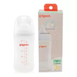 Mamadera Pigeon Softouch Boca Ancha 240 Ml. 3+ Meses Color Transparente