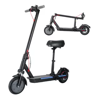 Scooter Electrico Plegable Con Amortiguador Sillas Y Lámpara Negro