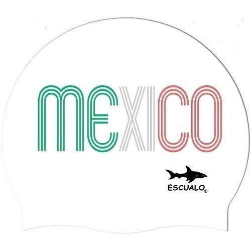 Gorra Natación Mexico Tricolor Blanco Escualo ¡ ! Diseño De La Tela Silicon Talla Unitalla