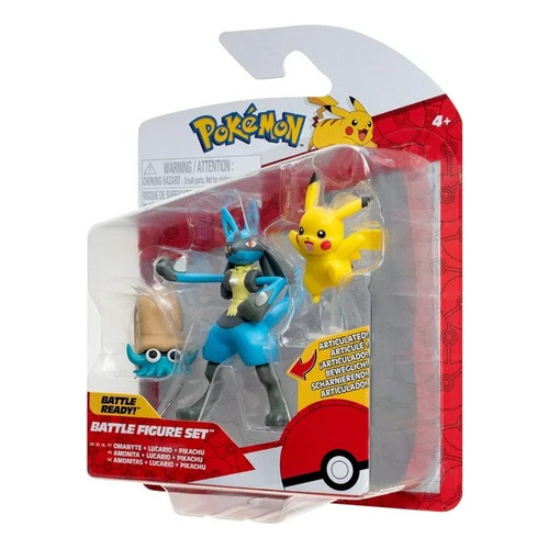 Pokemon 95155 - Battle Figure Set X3 Omanyte Lucario Pikachu