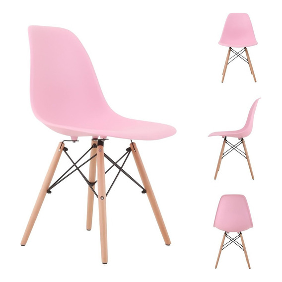 Kit Dos Sillas Tipo Eames Hogar Color Rosa Stay Elit