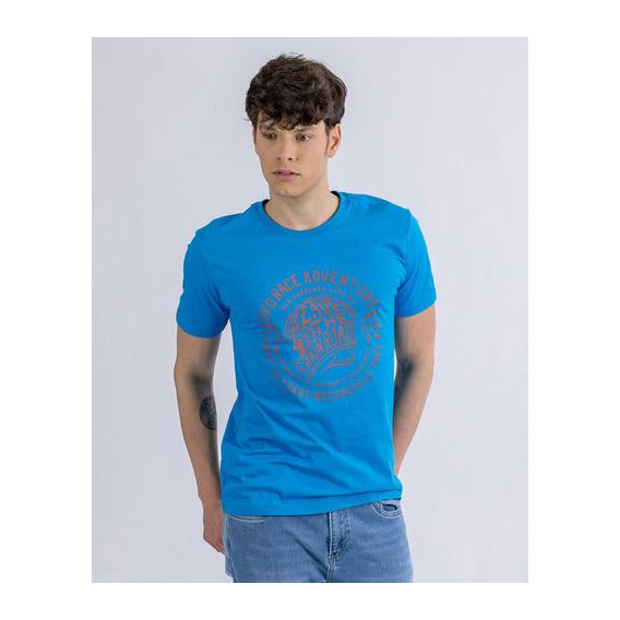 T-shirt En Algodon Estampada Para Hombre Ufo Adventure Azul
