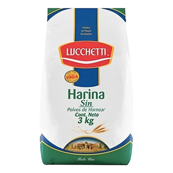 Harina Corriente Sin Polvos De Hornear Lucchetti  3kg