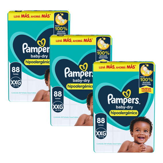 Pañal Pampers Baby Dry Mes De Consumo Pack X 3