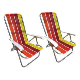 2 Reposera Silla Aluminio 4 Posiciones Playa Reclinable 