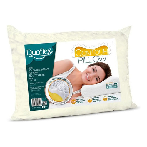 Almohada cervical anatómica Duoflex Contour Pillow, 68 x 48 cm, color blanco