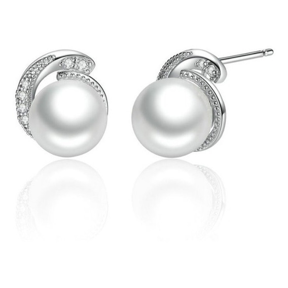 Aretes En Plata 925 Perlas Zircones Para Mujer