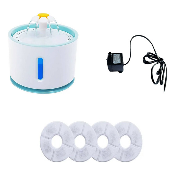 Fuente Dispensador Agua Eléctrico Bebedero Gatos + 5 Filtros