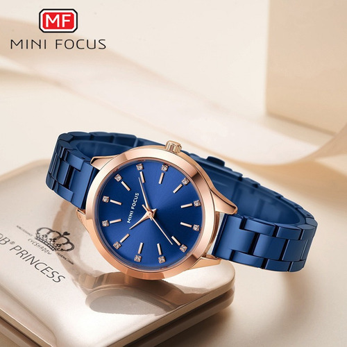 Mini Focus Lady Elegante Reloj De Cuarzo Casual Color de la correa Azul