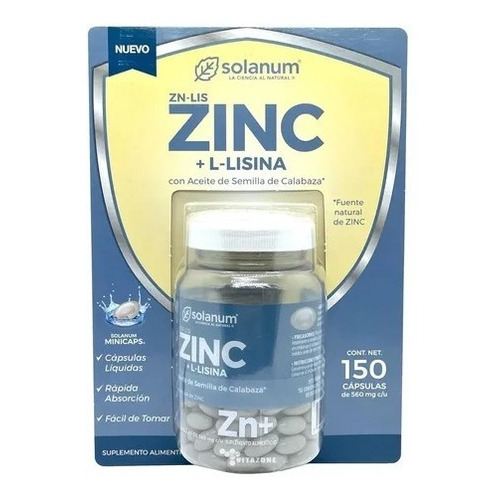 Solanum Zinc + L-lisina Con Aceite Semilla De Calabaza Sin sabor