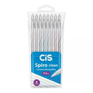 Caneta Esferográfica 0.7mm Cis Spiro Clean 8 Cores