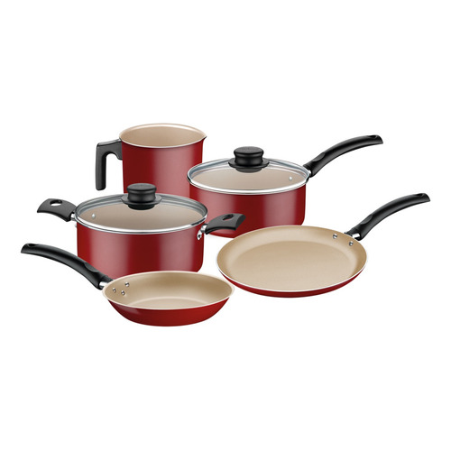 Juego Bateria de Cocina Tramontina Turim 7 Piezas Color Rojo 20297/784