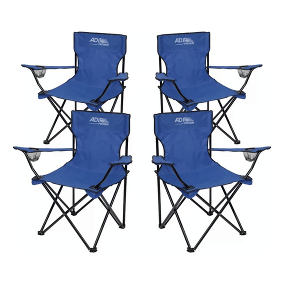 Silla Plegable Azul Adir 10859 Acampar Playa Jardín 4 Piezas