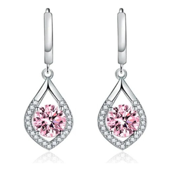 Aros Plata Elegante Brillantes Fiesta Mujer + Empaque