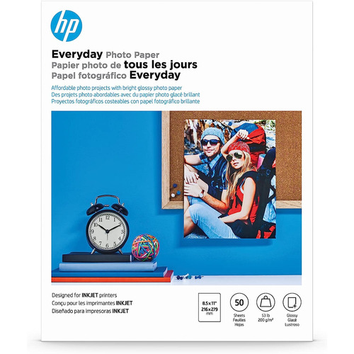 Papel HP carta fotográfico de 50 hojas de 75g blanco de 10 unidades por pack