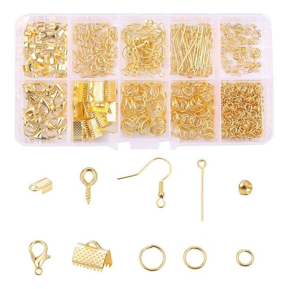 Kit Armar Aros Pulseras Collar Pitón Mosquetón Dorado Plata