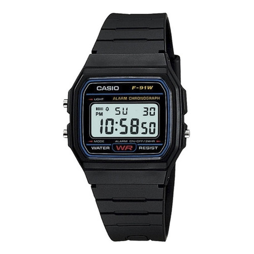 Reloj Casio Digital F91 Unisex 100% Original Full Fondo Negro F-91W-1D