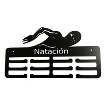 Medallero De Natación, Soporte Para Medallas De Metal Negro