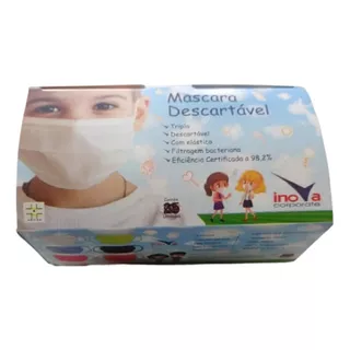 Máscara Descartável Infantil Tripla C/clip Nasal Anvisa-50un Cor Amarelo