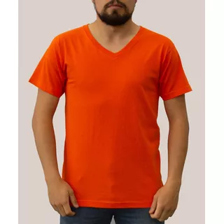 12 Camisetas Cuello En V Color Algodón 180 Gramos