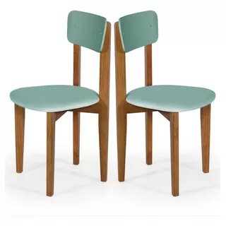 Conjunto De Duas Cadeiras De Jantar Elisa - Tecido Suede Cor Da Estrutura Da Cadeira Imbuia Cor Do Assento Menta