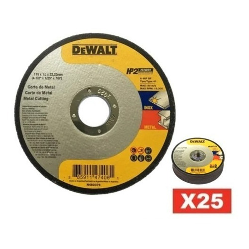 Dewalt Disco 115mm X 1,6mm Acero Inox Metal Dw84402 X 25 Un Color Plateado