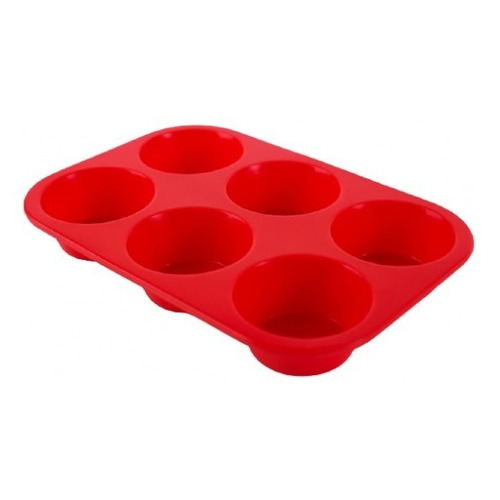 Molde Para Cupcakes Muffins De Silicona 6 Cavs Dos Lembas Color Rojo