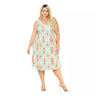 Vestido Midi Plus Size Roupa Feminina Sem Manga