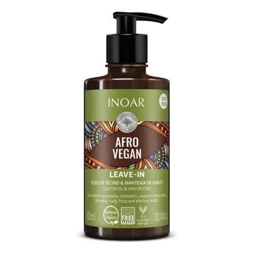 Crema De Peinar Afro Vegan Leave-in 300ml De Inoar