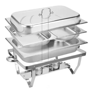 Ipe Coninhas Rechaud Retangular Duplo Inox 13 L 2 Cubas 1/2x100mm Buffets