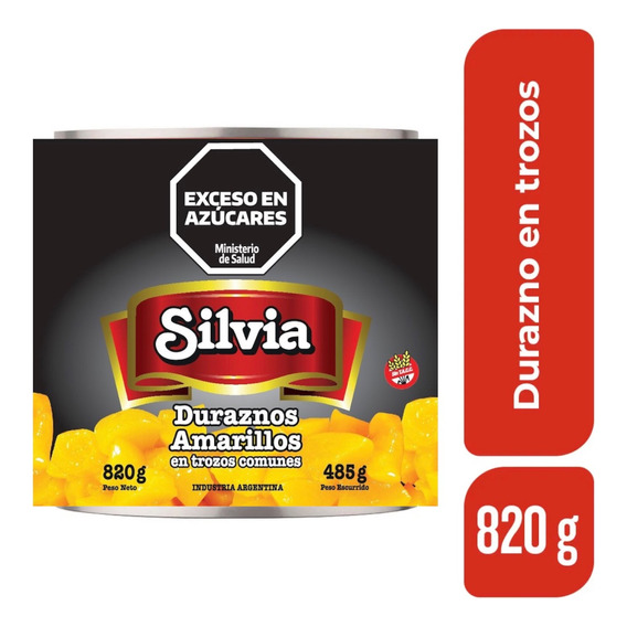 Oferta! Duraznos Amarillos Trozos Silvia Lata 820g Sin Tacc