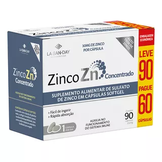 Zinco Concentrado Leve 90 / Pague 60 Cáps - La San-day Sabor Without Flavor