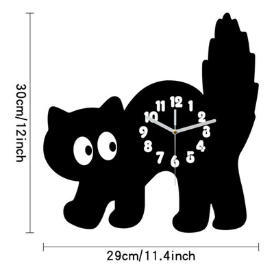 Reloj De Pared Con Forma De Gato, Adorno Acrílico, Fácil