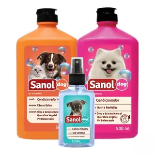 Kit Banho Cachorro E Gato Shampoo + Condicionador + Colônia Fragrância Suave