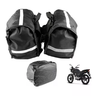 Bolsa Alforge Lateral 60l Novo Para Moto + Gratis Capa Chuva