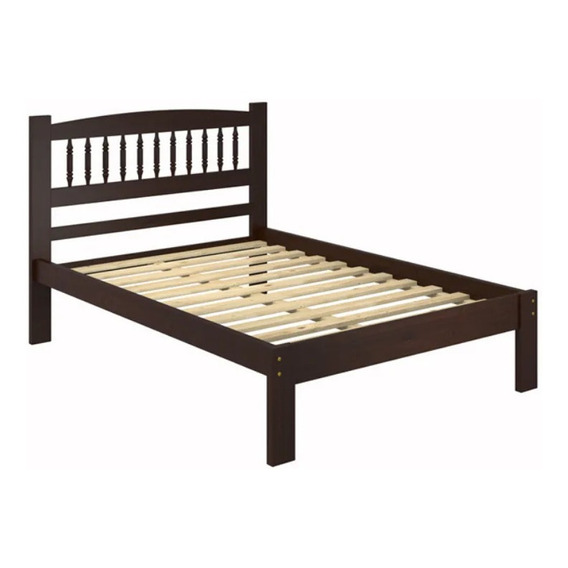 Muebles Web Cama 2 Plazas Matrimonial Madera Maciza Nogal