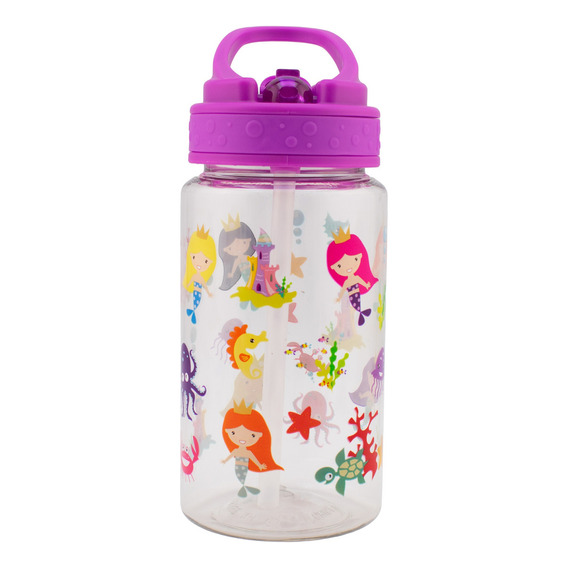 Botella Plástico Agua Personajes Animados & Disney 450ml Color Sirenas y Animales Marinos