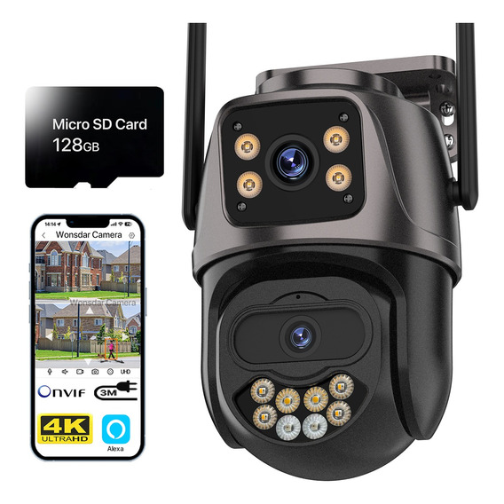 Cámara De Seguridad Exterior Wifi Cctv 4k 8mp Doble Lente 