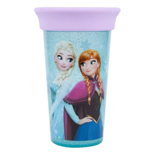 Vaso 360 Sin Boquilla Antiderrames Frozen Disney Ana Y Elsa Color Celeste