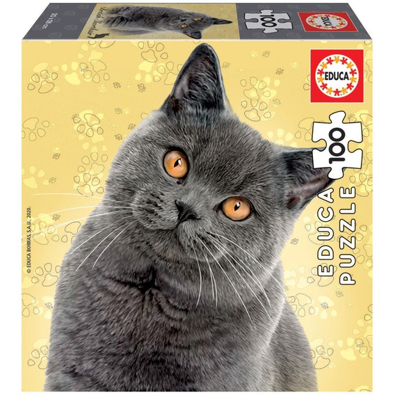 Puzzle 100pcs Gato Británico Con Pelocorto Educa Febo