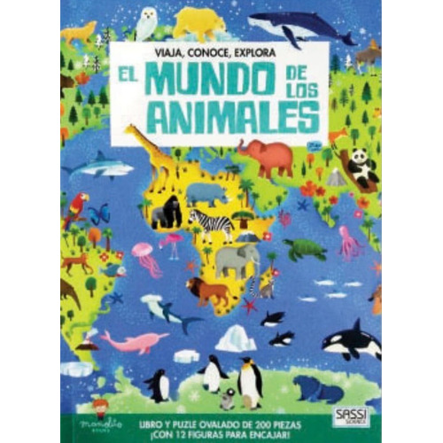 Mundo De Los Animales, El Libro Y Puzzle Ovalado De 200 Piez